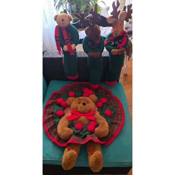 Vintage Large Teddy Bear Wreath AND 3 Stockings All Handmade, Read Description - Picture 1 of 16